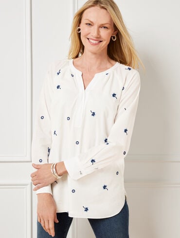 Embroidered Popover - Tossed Ditsy