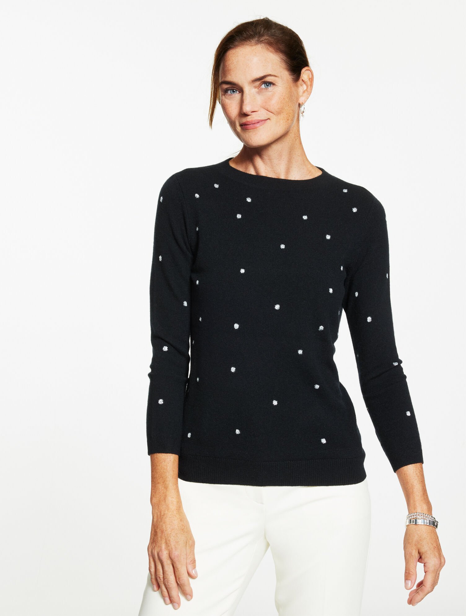 Audrey Cashmere Sweater - Metallic Dot