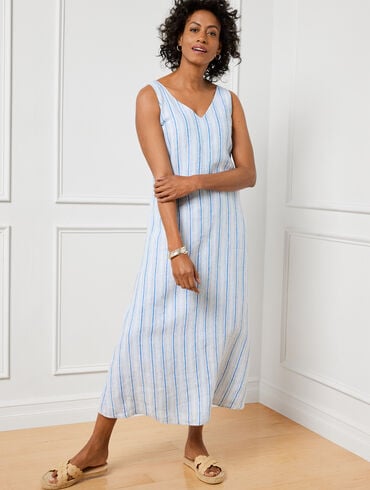 Linen Maxi Dress - Newport Stripe