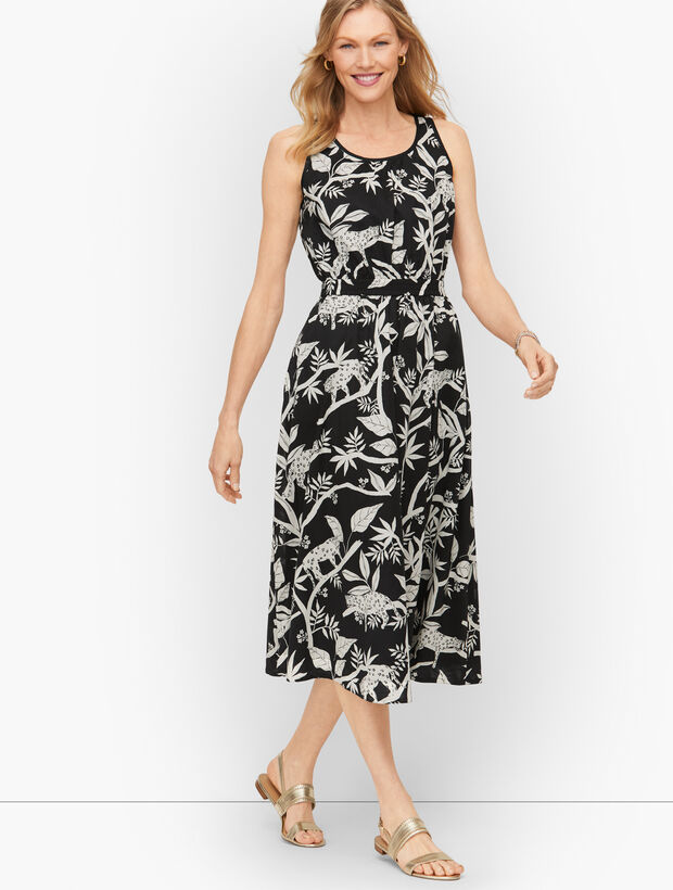 Tropical Panther Tipped Fit & Flare Dress | Talbots Tropical Panther Tipped Fit & Flare Dress | Talbots
