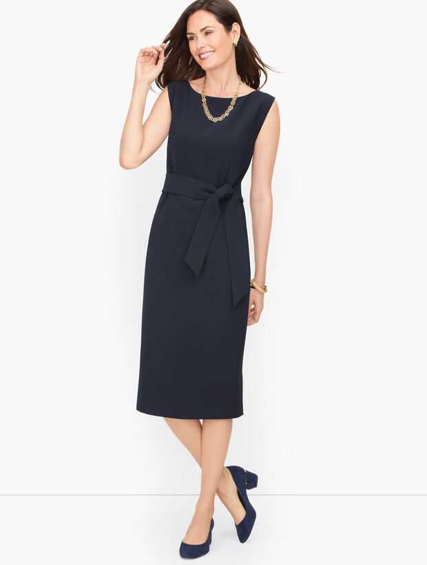 Stretch Crepe Tie Front Sheath Dress
