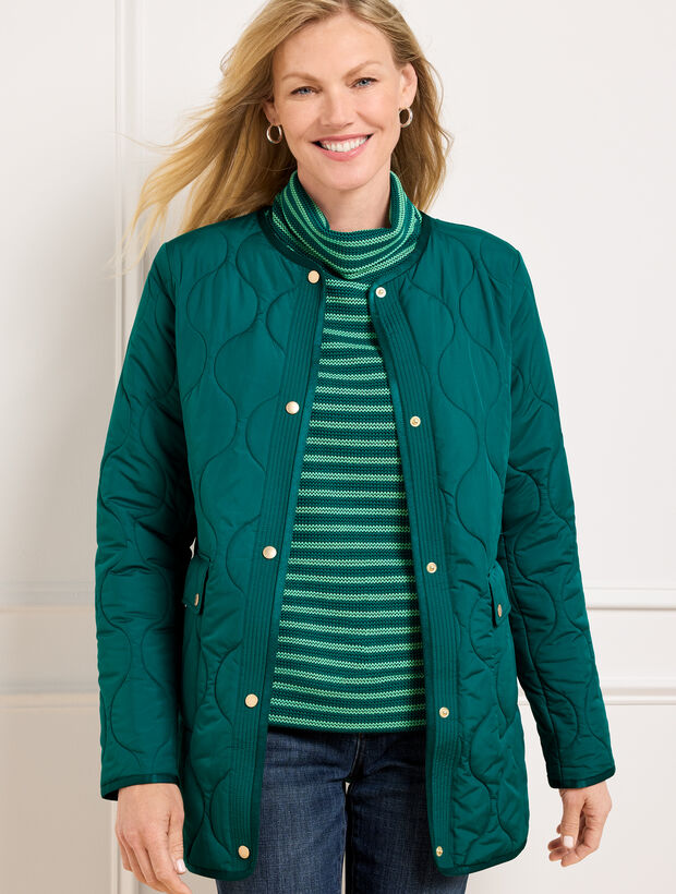 Quilted Collarless Coat
