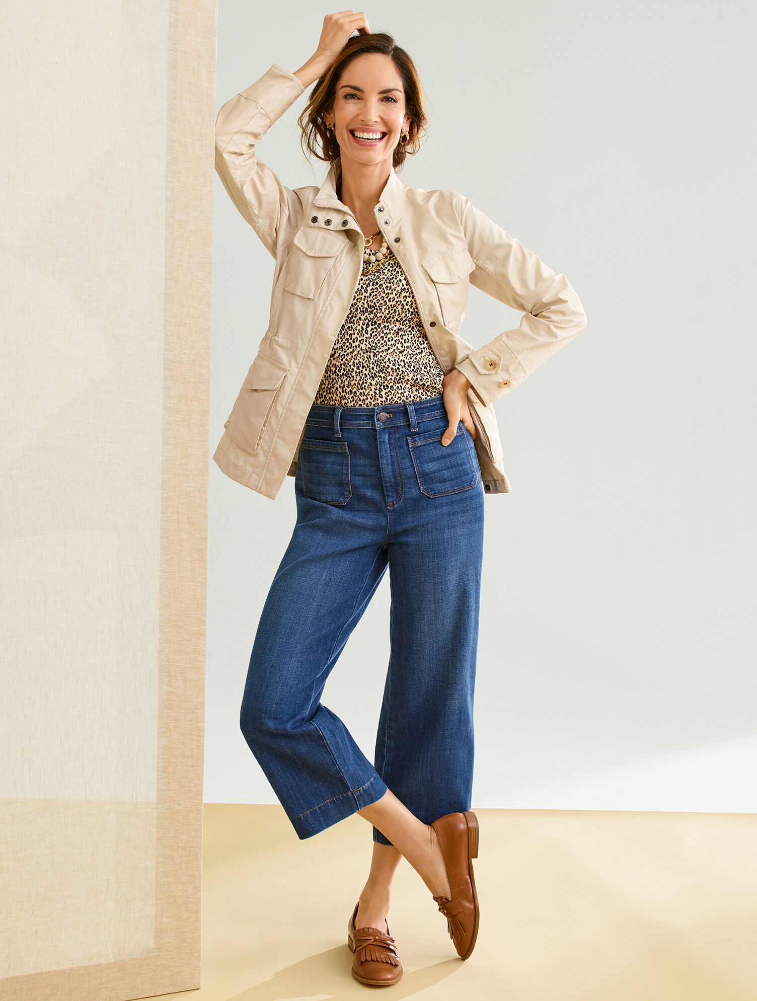 Wide Leg Crop Jeans - Comet Wash | Talbots