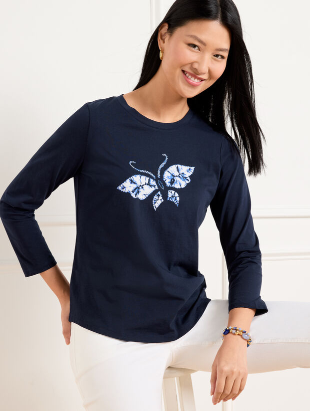 Three-Quarter Sleeve Tee - Butterfly