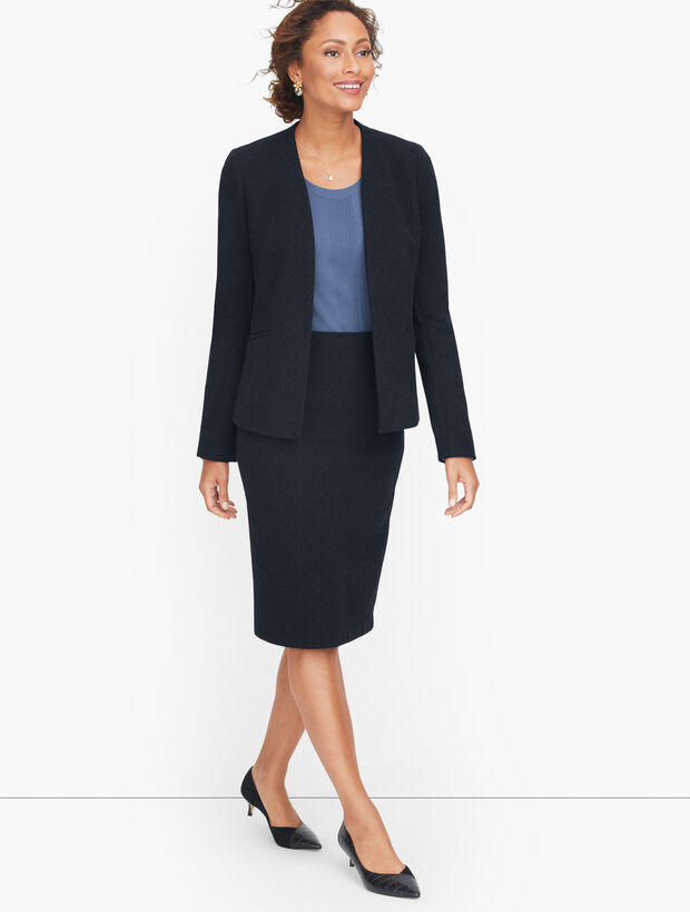 Knit Tweed Open Front Jacket