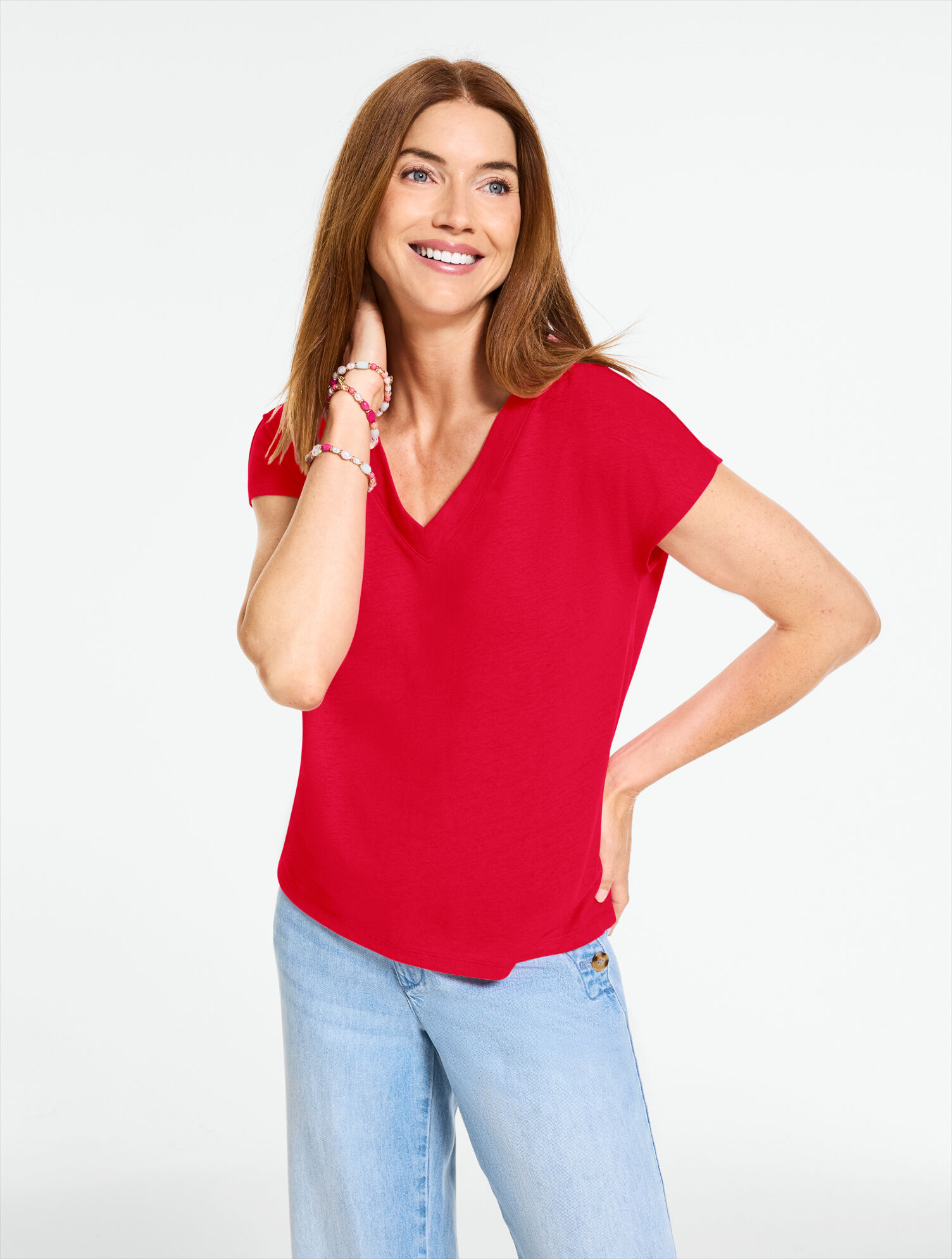 Dolman Sleeve V- Neck Tee