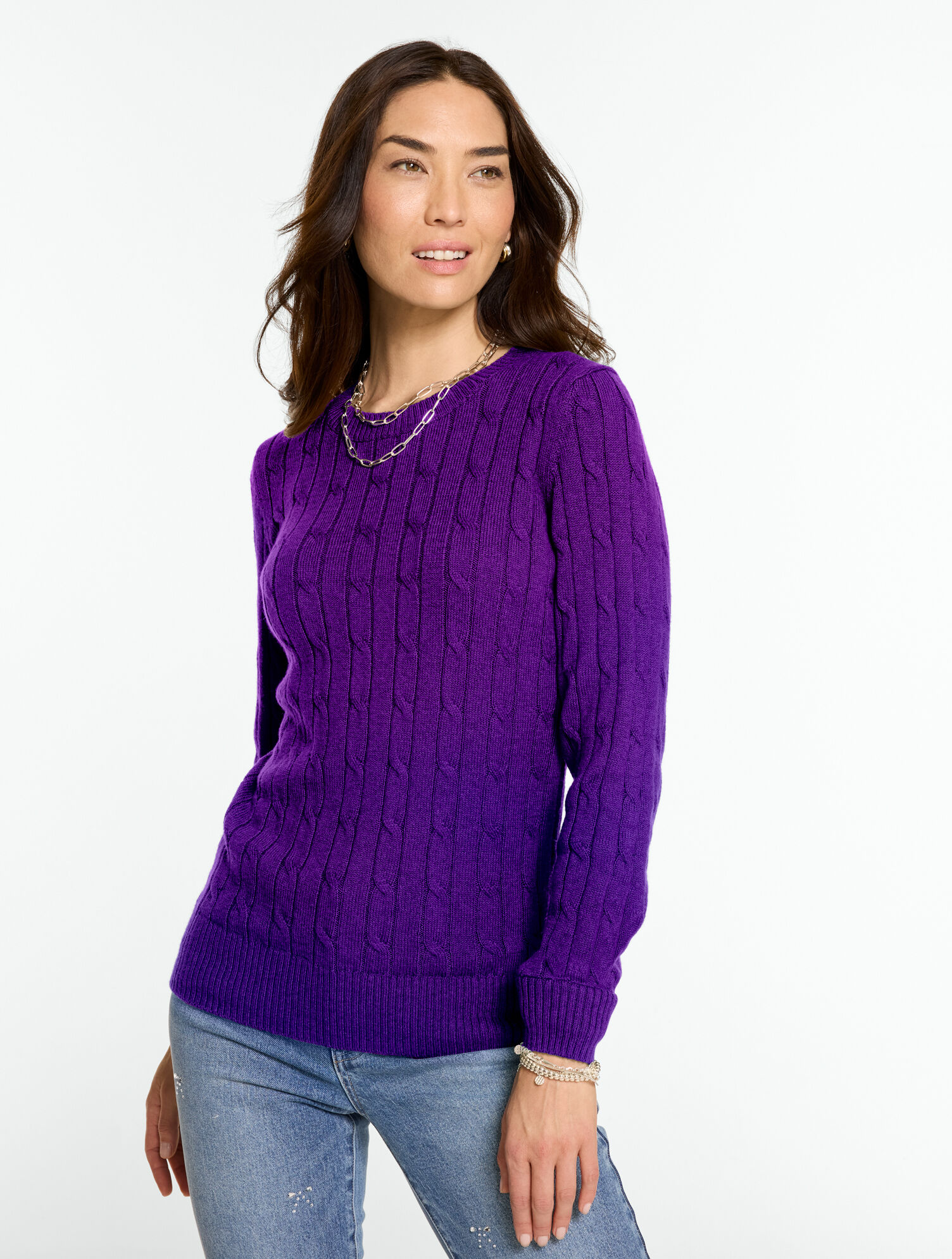 Soft Cable Knit Crewneck Sweater