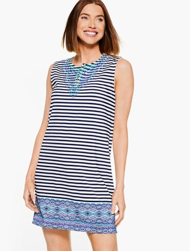 Cabana Life&reg; Embroidered Cover-Up Tunic - Stripe