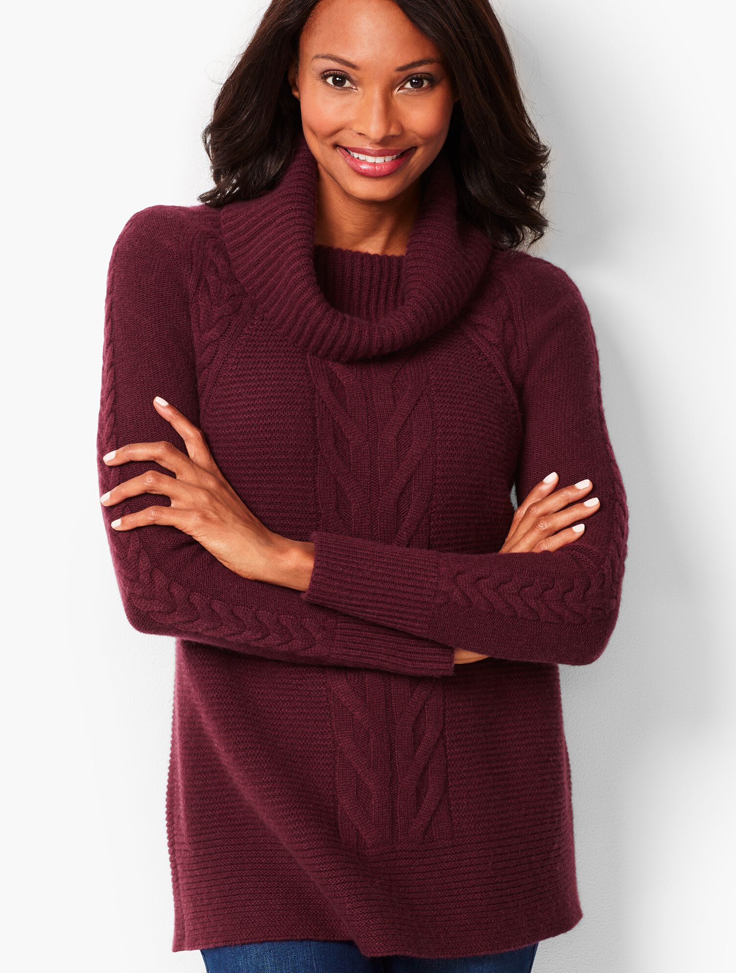 Cashmere Cable-Twist Cowlneck Sweater 