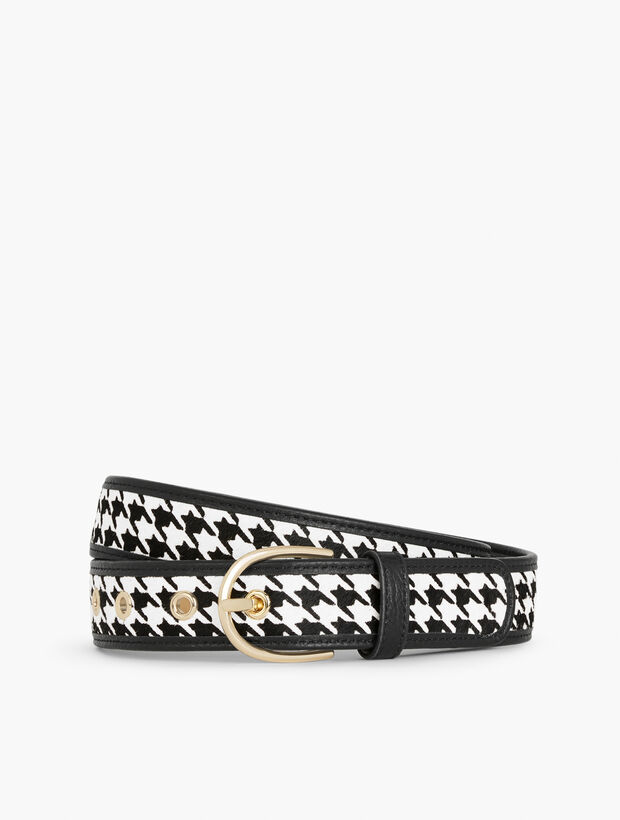 Calf Hair Belt - Houndstooth