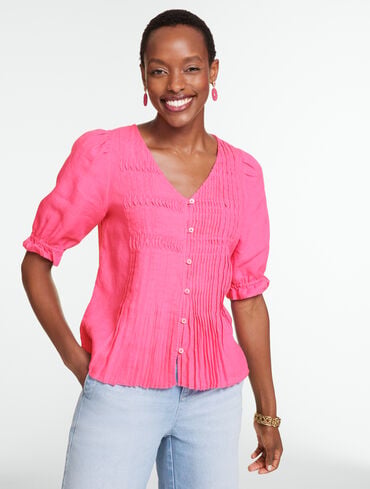Pleated Linen Top