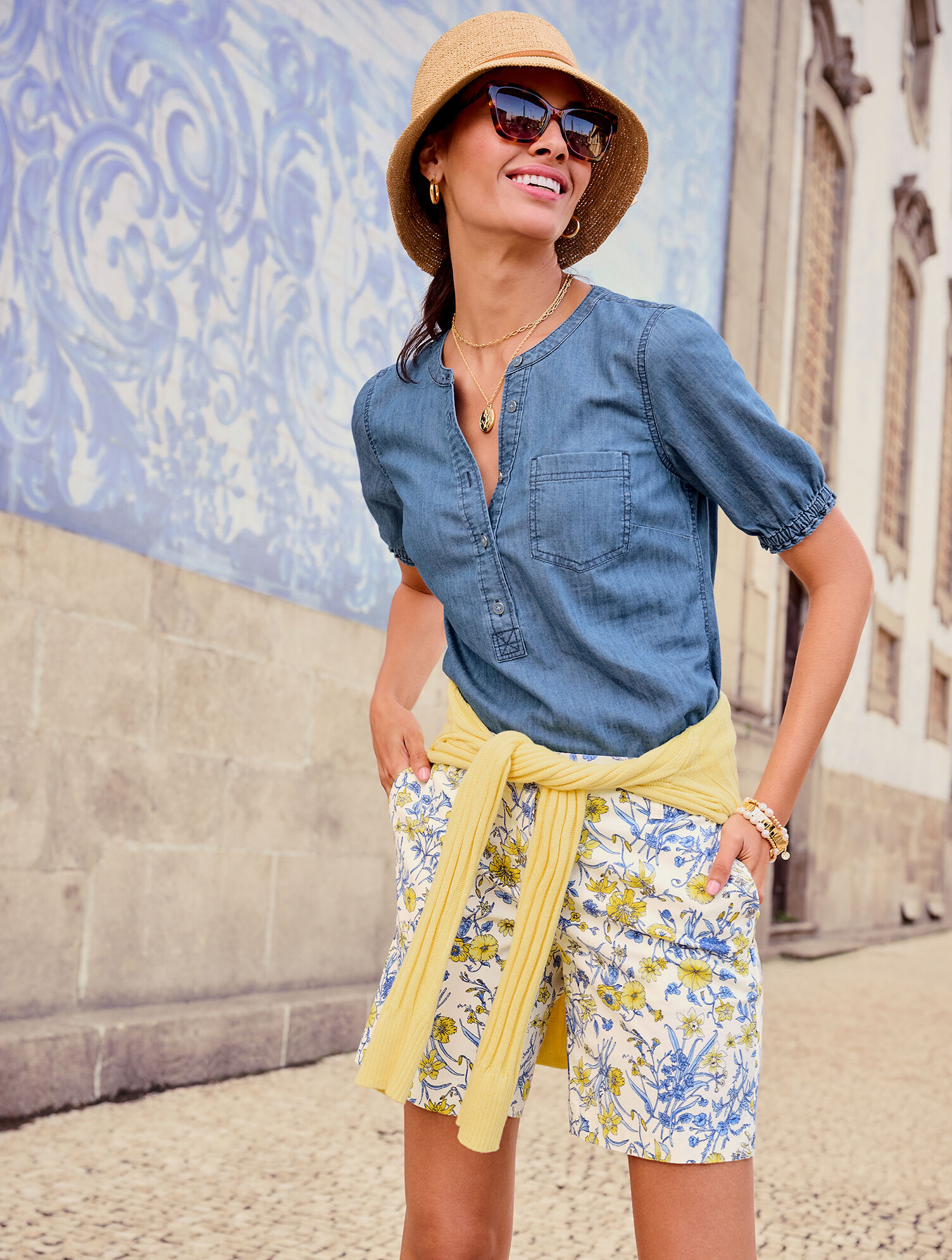 Crochet Brim Bucket Hat | Talbots display picture 1