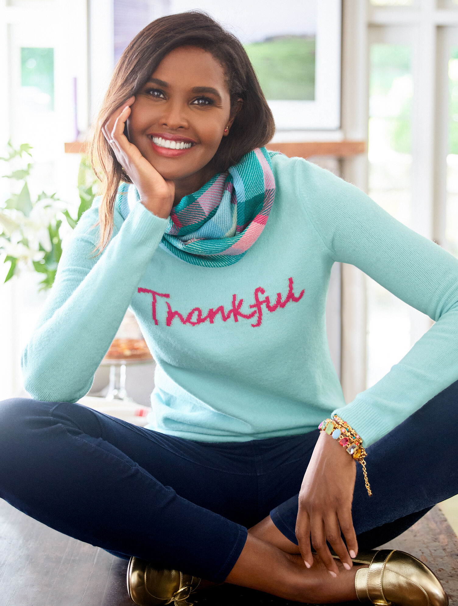 Thankful Intarsia Crewneck Sweater Talbots