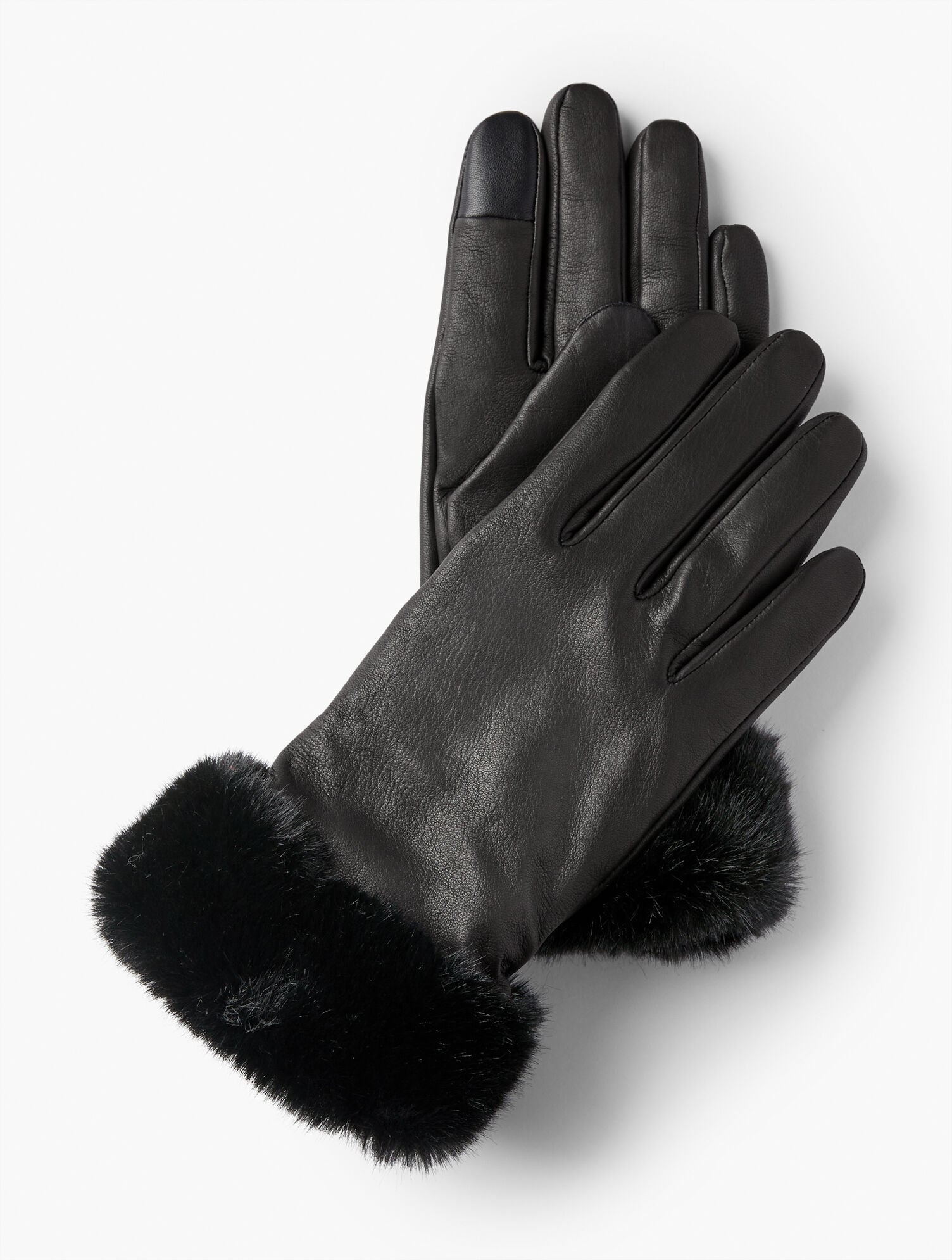 Faux Fur Trim Leather Gloves | Talbots