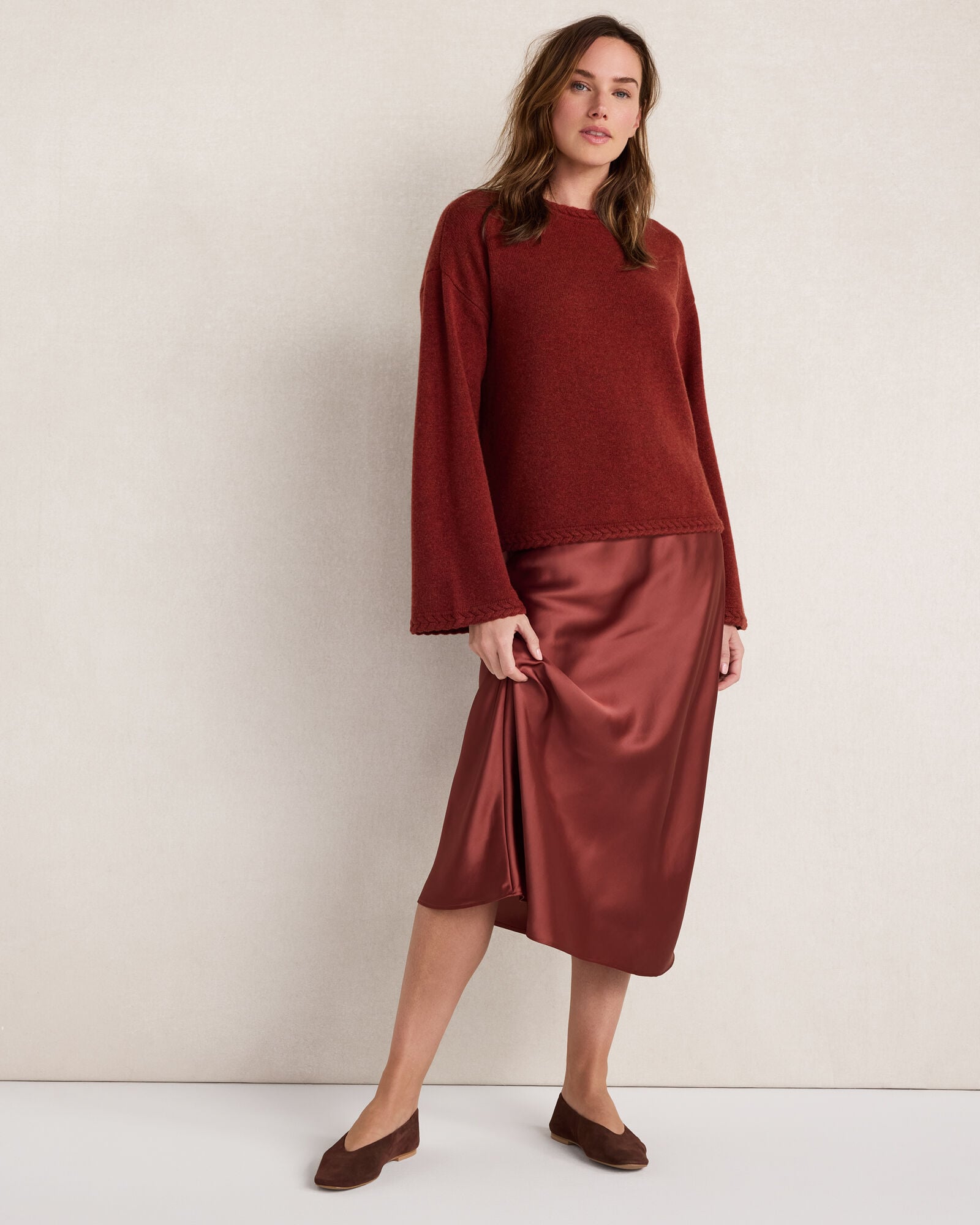 Flowy Drawstring Midi Skirt