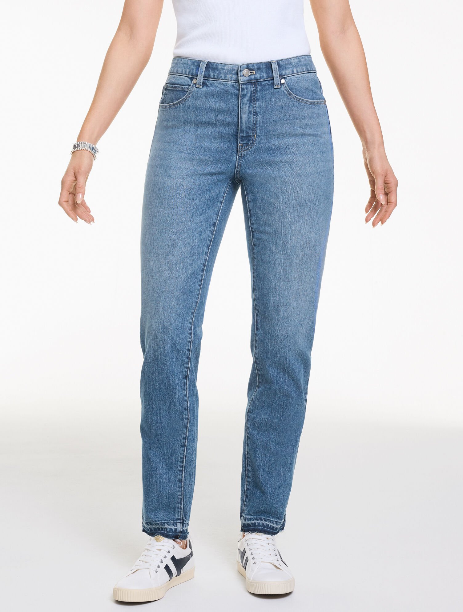 Straight Leg Drop Hem Jeans - Meserole Wash - Curvy Fit