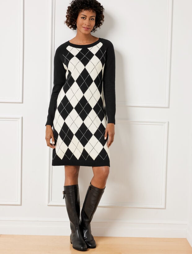 Long Sleeve Sweater Dress Argyle Talbots