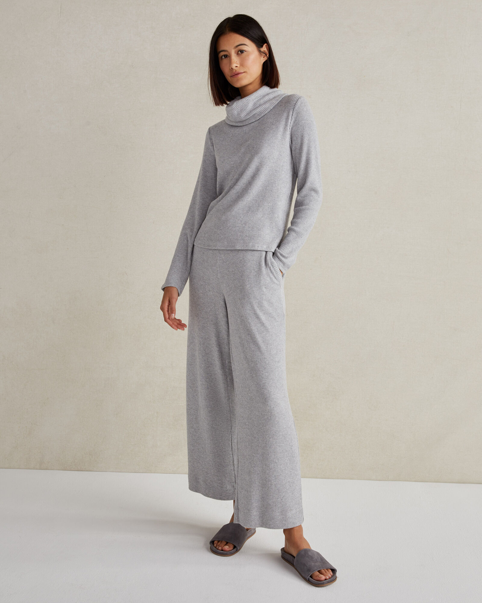 Brushed Rib Knit Cowl Neck Top Haven Well Within