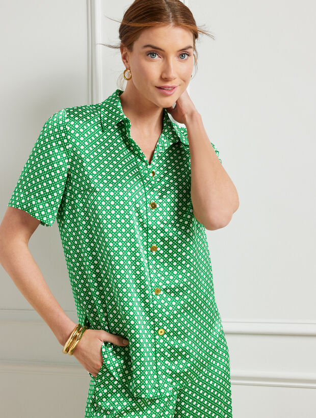 green polka dot dress shirt Family Matching T-Shirt & Dress Set Polka Dot Puff-sleeve Dress for Mo main image 1
