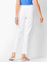 Linen Slim Ankle Pants - Lined White