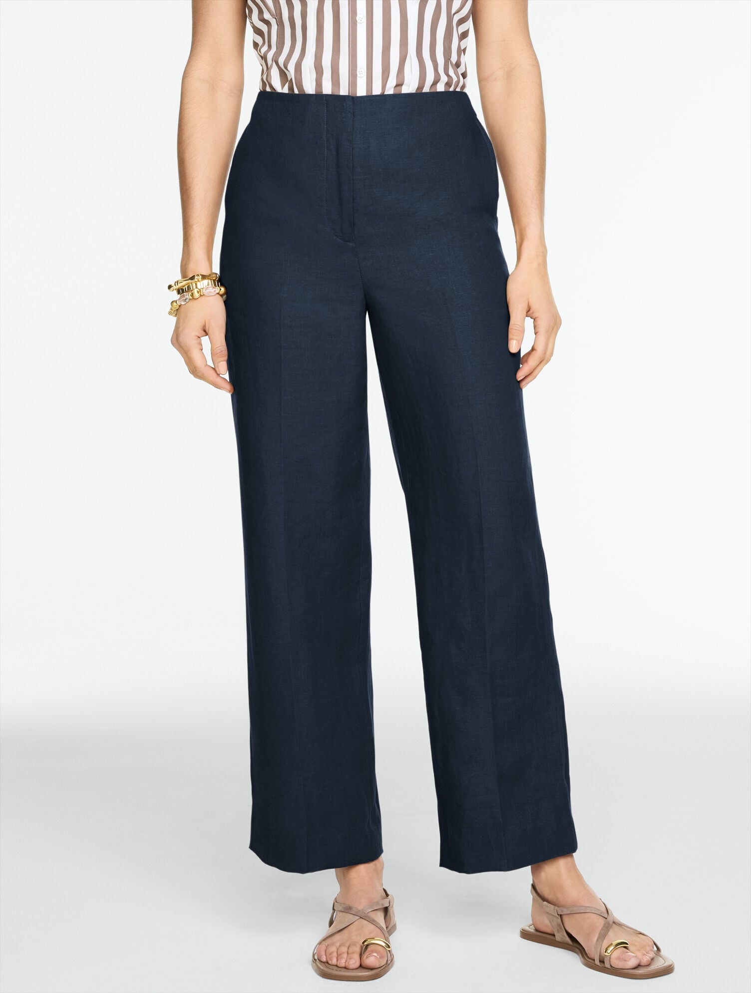 Classic Linen Straight Ankle Pants