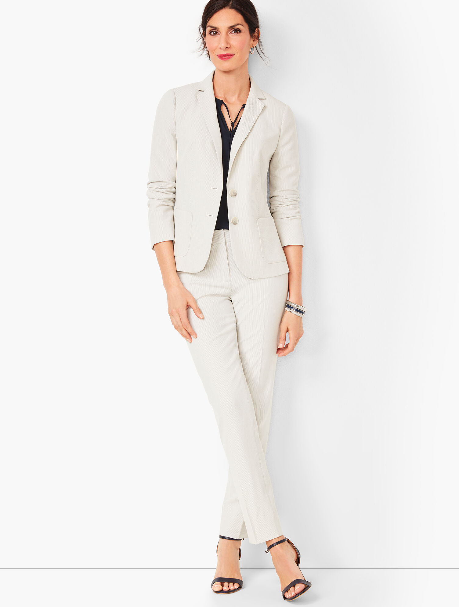 Corded-Stripe Two-Button Blazer