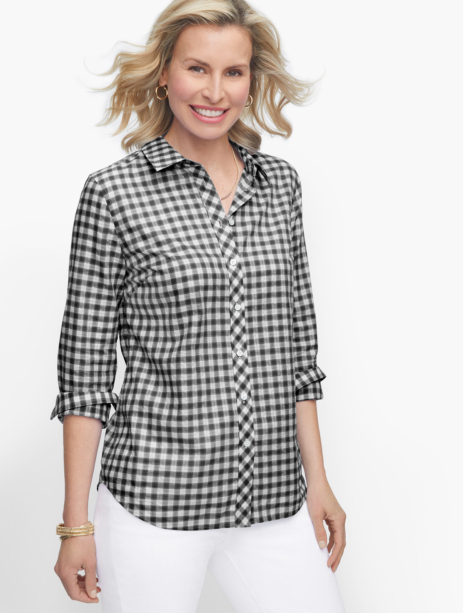 Classic Cotton Shirt Fancy Gingham Talbots