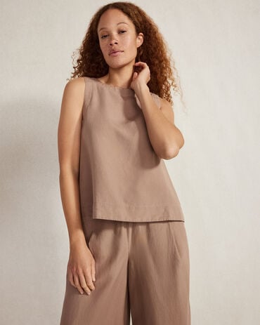 Linen Blend Bateau Neck Top
