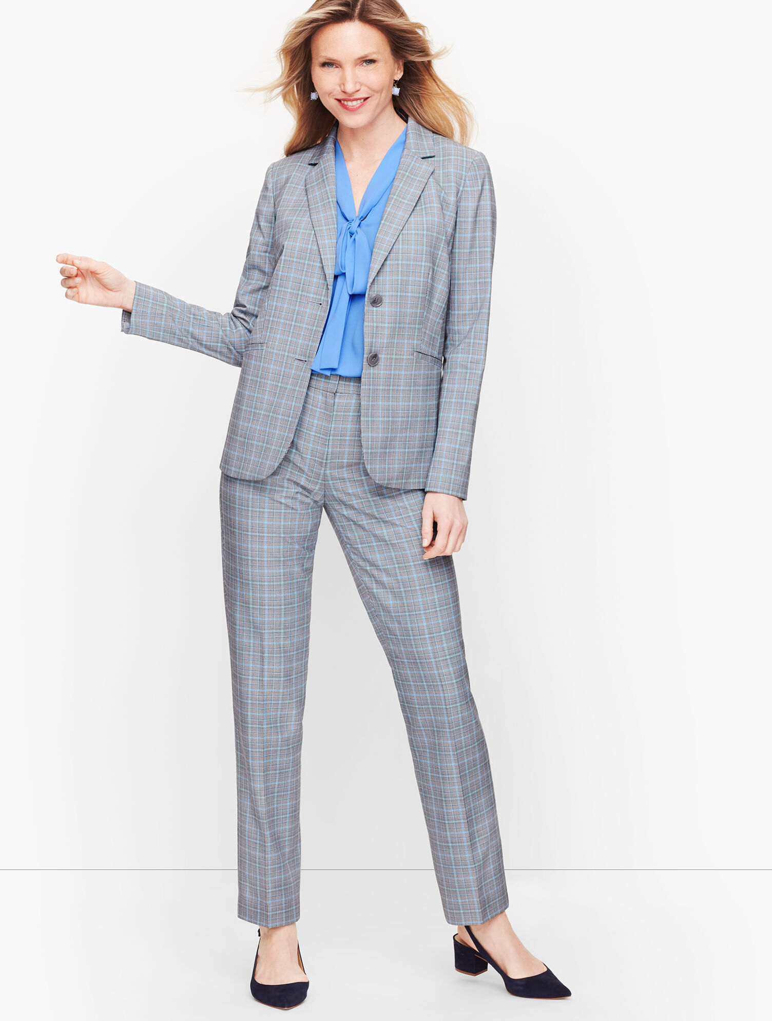 Springtime Plaid Two Button Blazer
