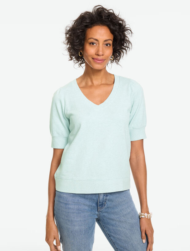 Short Sleeve V-Neck Sweatshirt