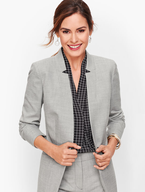 Tailored Sharkskin One Button Blazer