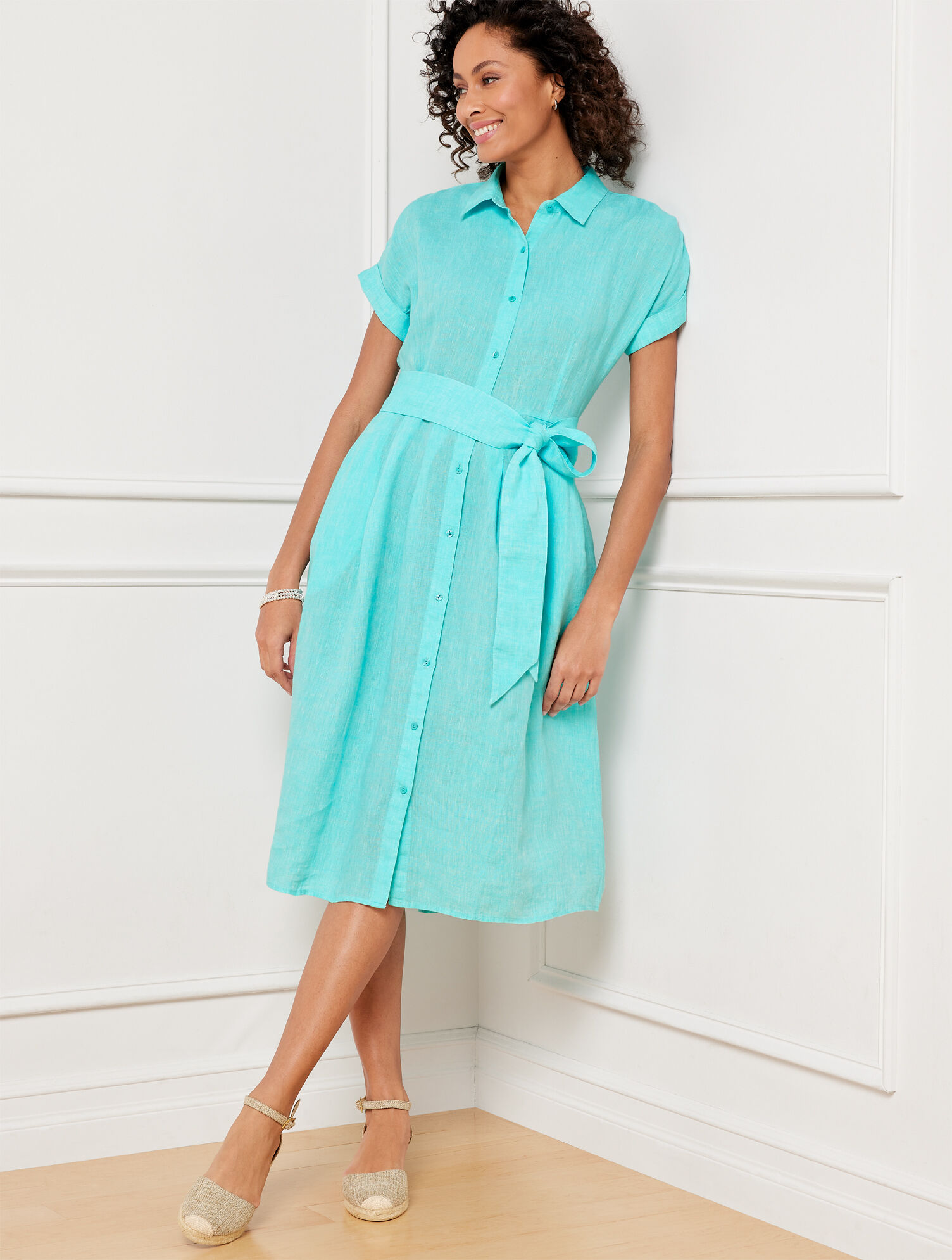 chinese dress ladies Space Dye Stripe Sleeveless Linen Dress – Sahara main image 1