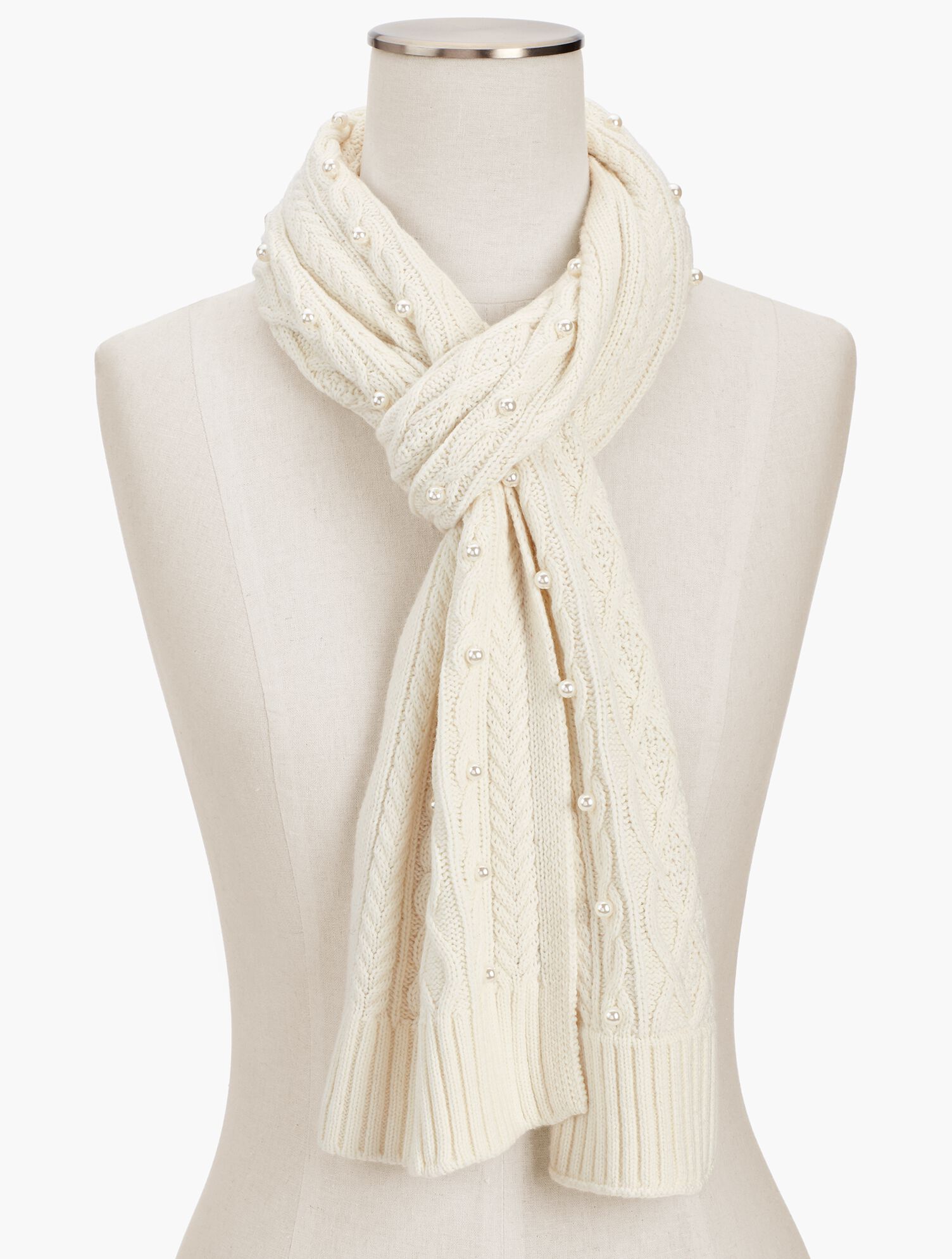 Embellished Cable-Knit Scarf 