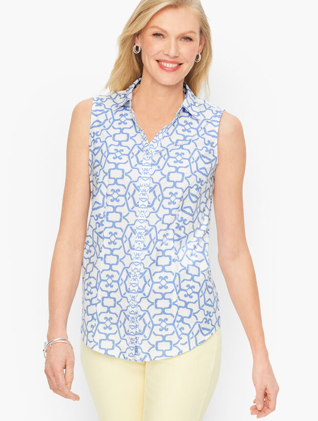 Perfect Sleeveless Shirt - Bicolor Print | Talbots