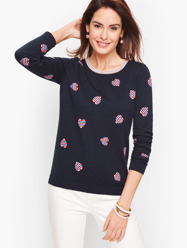 Heart Print Tie Back Sweater