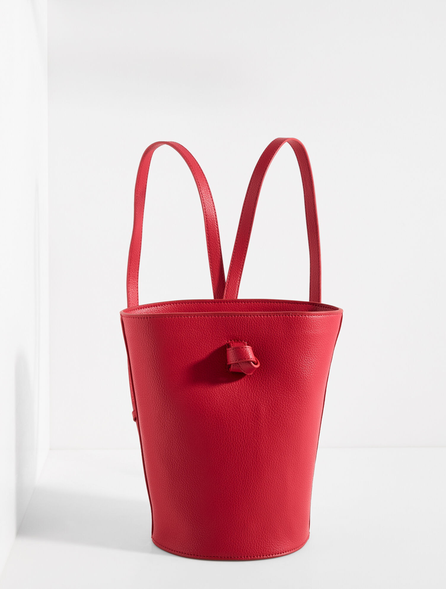 Zoe Pebble Leather Bucket Bag
