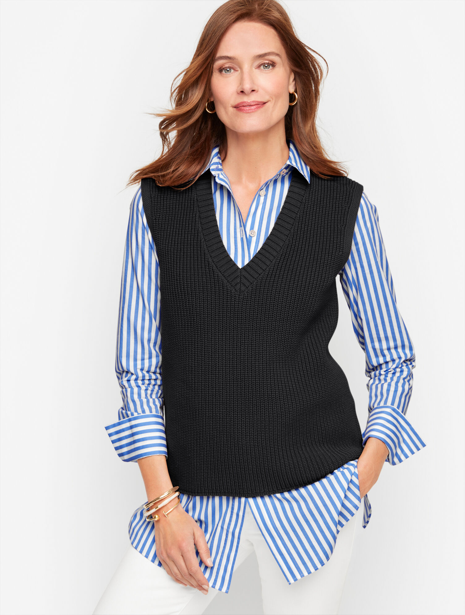 トップス Noah Shaker Stitch Cotton Sweater Vest Shaker Stitch Vest | Talbots