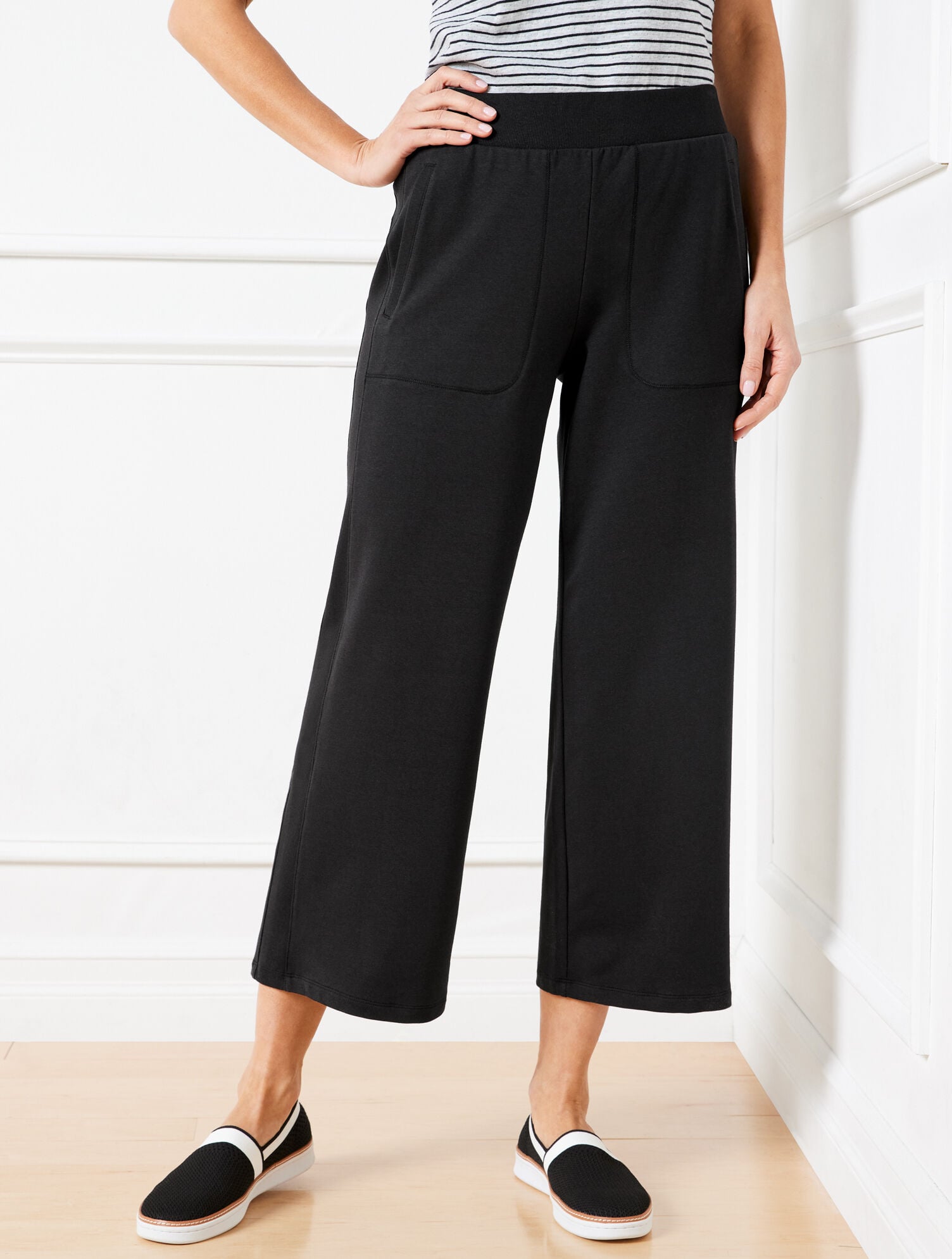 Modal French Terry Wide Crop Pants | Talbots Modal French Terry Wide Crop Pants | Talbots
