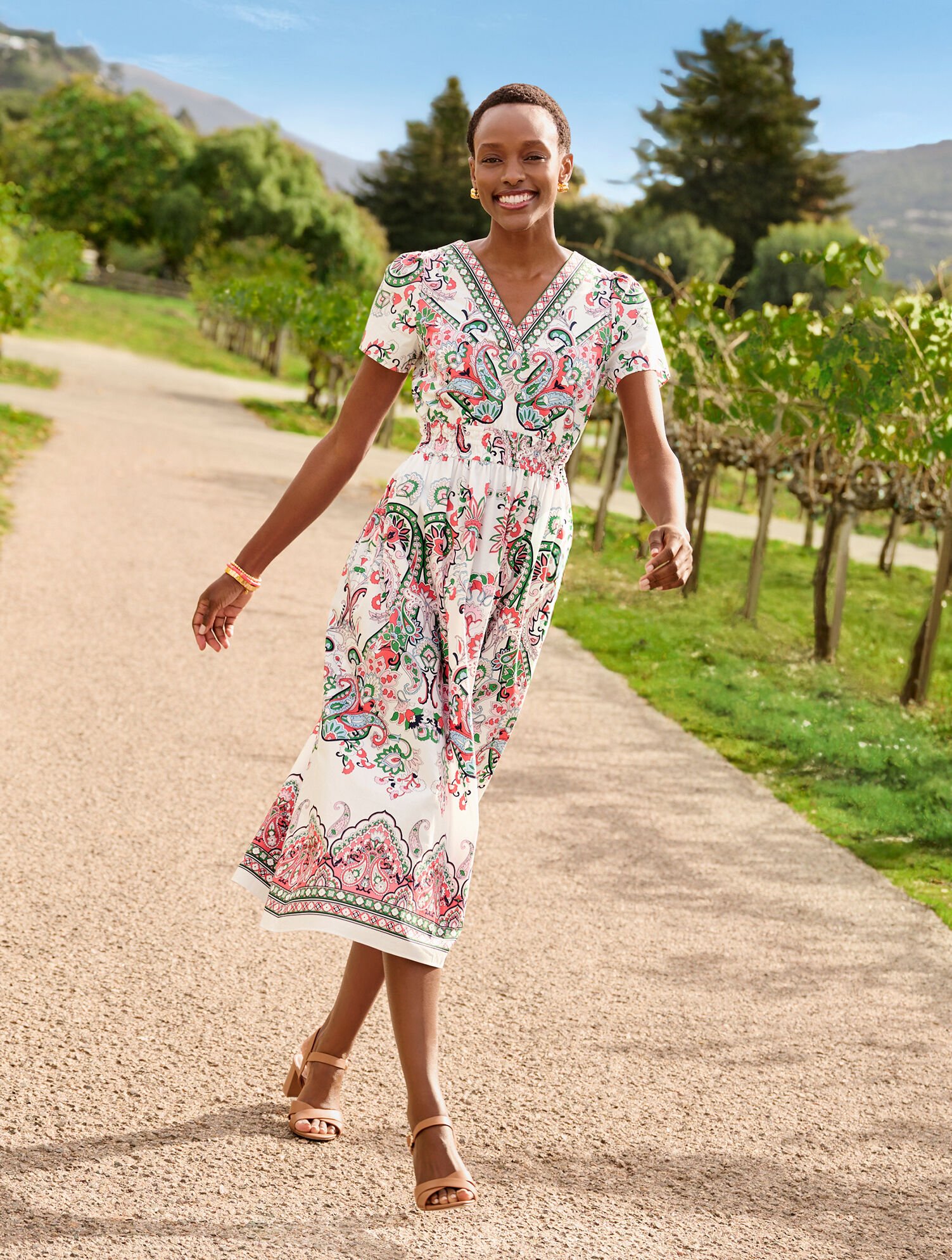 Modern Poplin Midi Dress - Jubilant Paisley