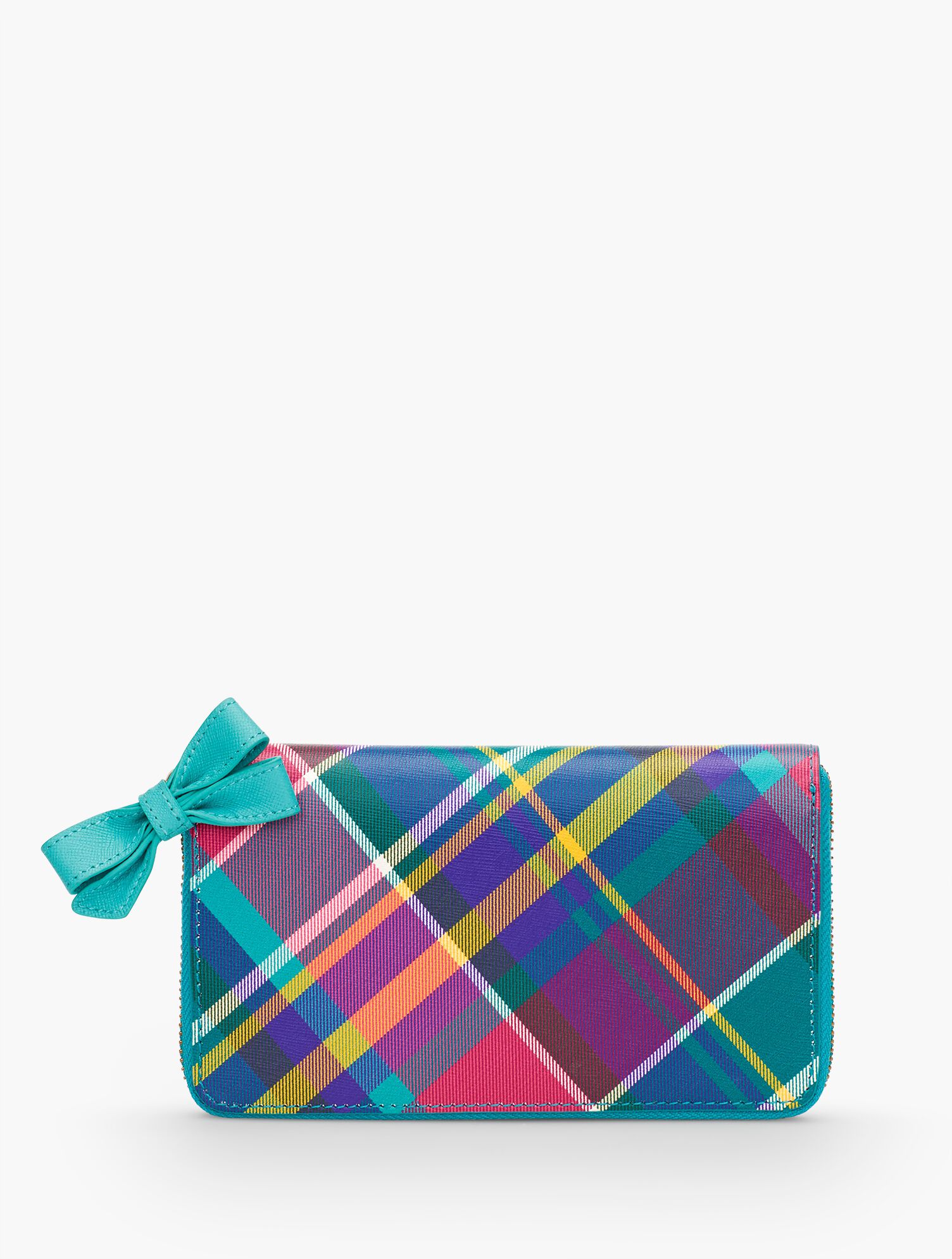 Printed Leather Zip Around Wallet