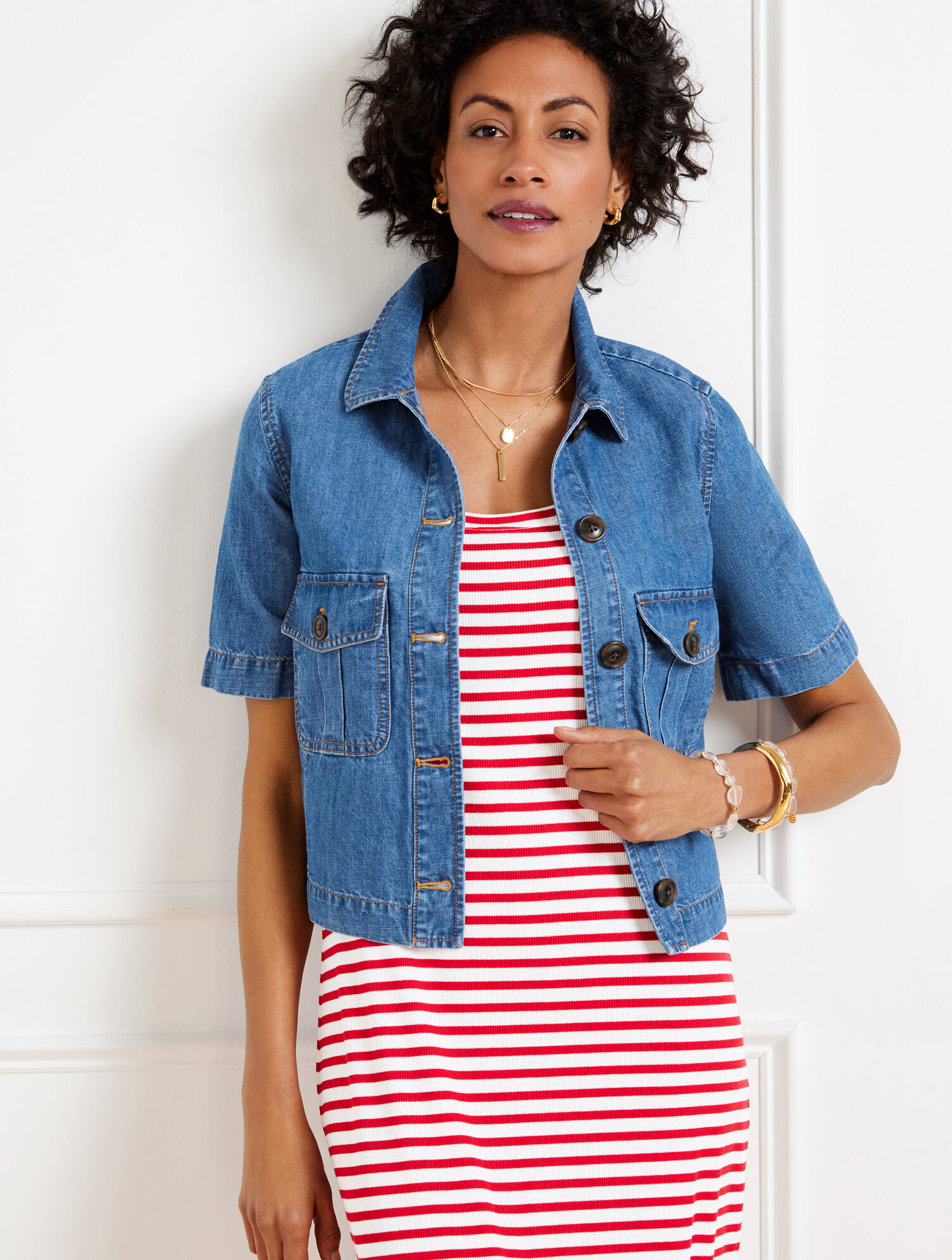 Hidden Short Sleeve Crop Jacket