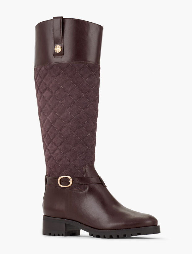 Tish Quilted Leather Riding Boots