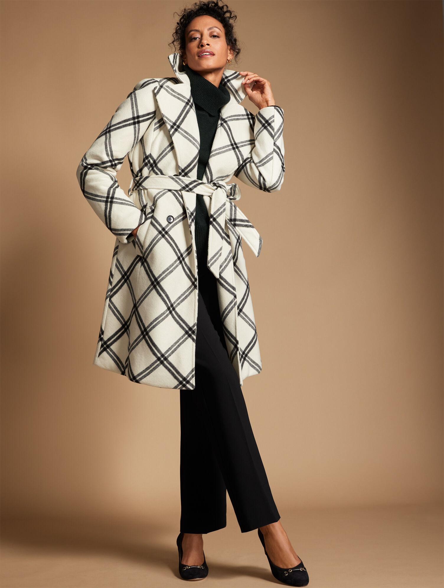 Belted Coat - Brushed Windowpane
