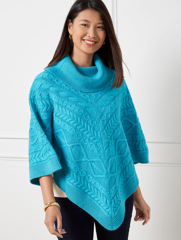 Cable Knit Triangle Poncho