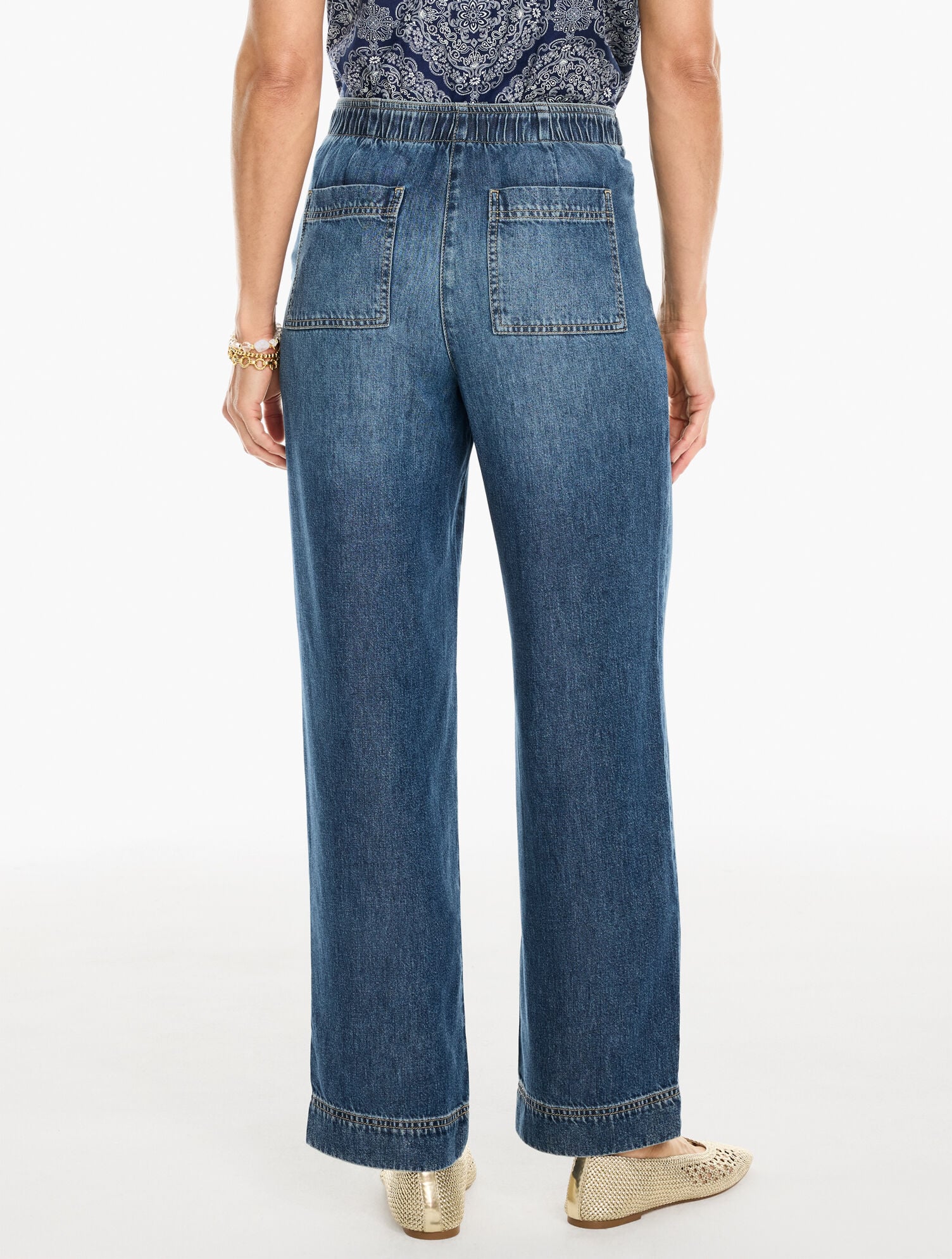 Supersoft Straight Leg Drawstring Jeans - Inglewood Wash