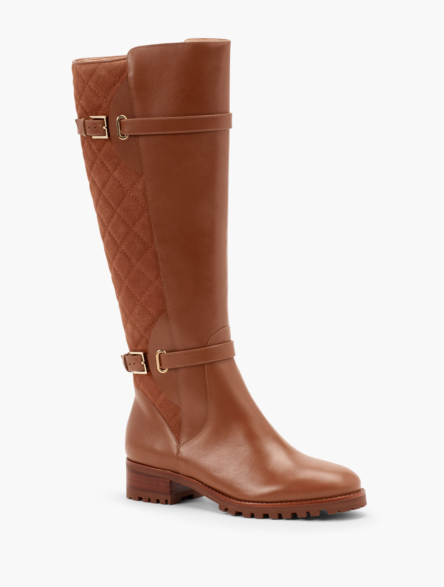 Tish Tall Quilted Leather Lug Boots