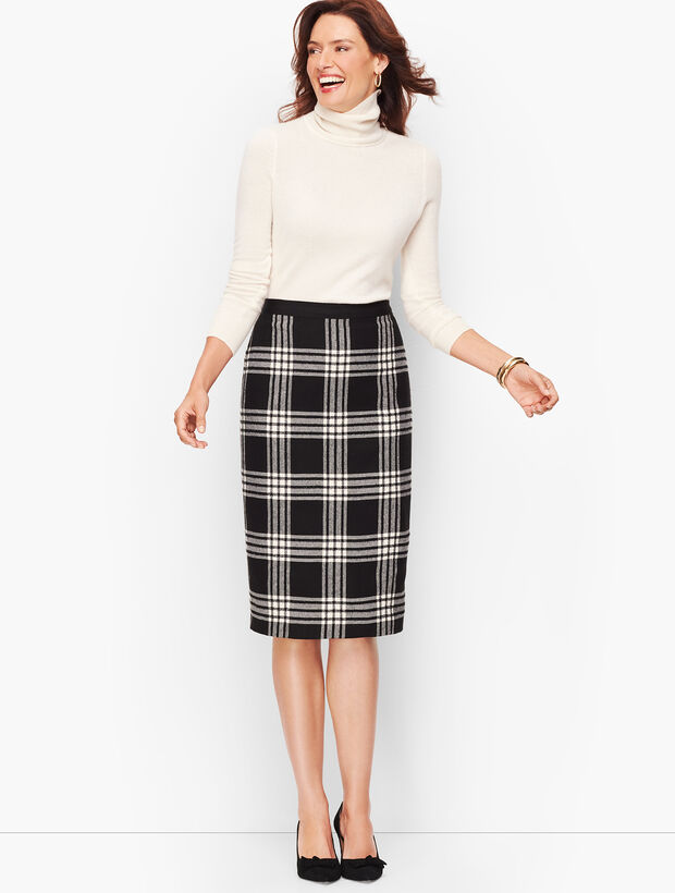 Plaid Sparkling Pencil Skirt