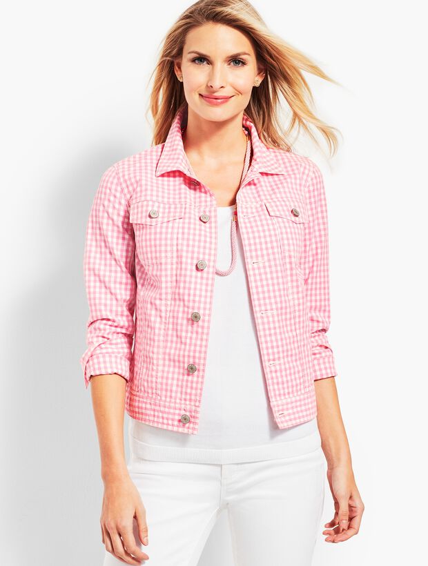 Pink Gingham Denim Jacket