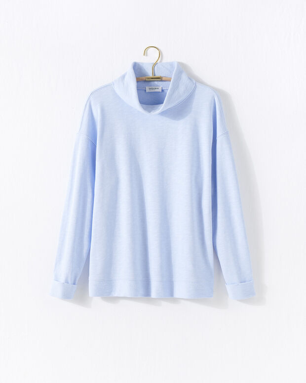 Cotton Slub French Terry Mock Neck Pullover