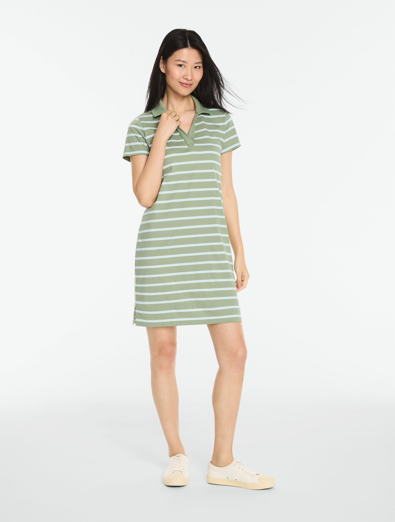 Luxe Jersey Collared Dress - Clean Stripe